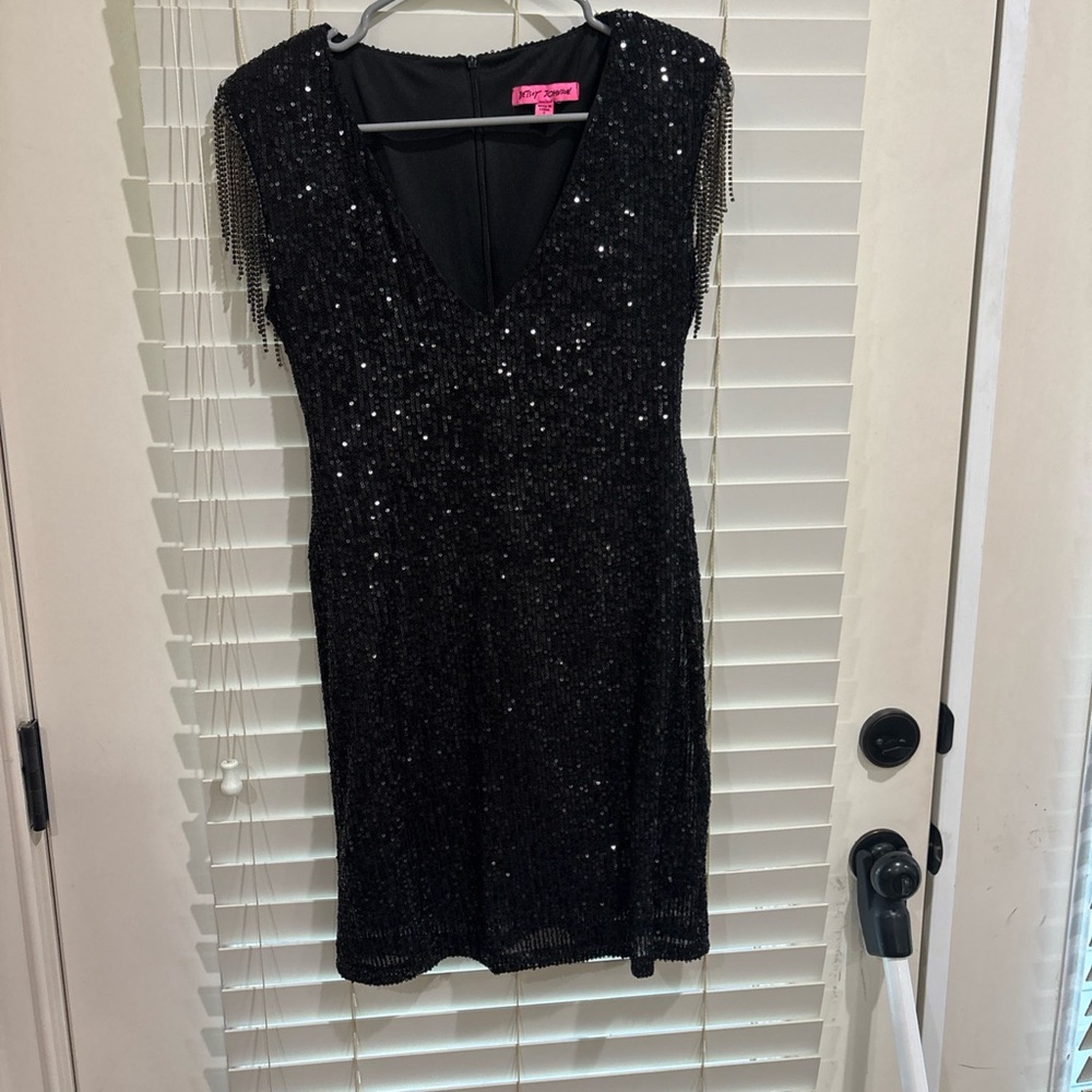Betsey Johnson Black Sequin Mini Dress